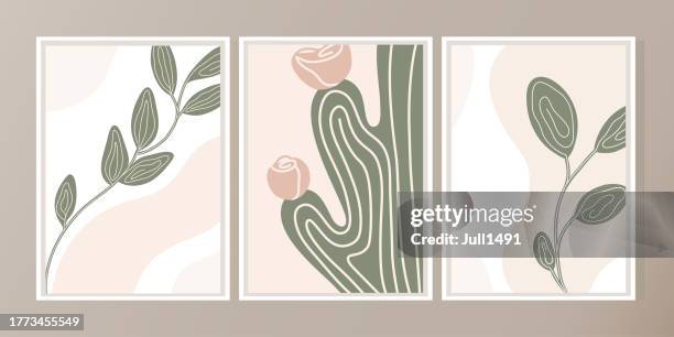 boho minimalism vector illustrations hand-drawn in pastel and soft colors. simple bohemian style of modern aesthetic art for wall decoration, printing on postcards, posters. - boho stock illustrations