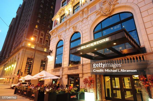 Exterior view of the front of the landmark Blackstone Hotel in downtown Chicago, Illinois, September 15, 2010. Photo featured in Bloomberg Markets...
