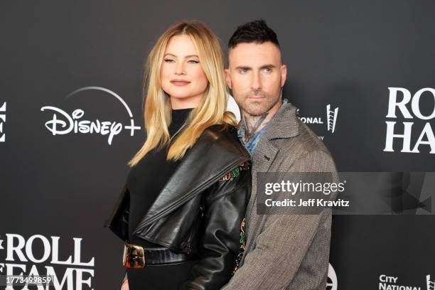 Behati Prinsloo and Adam Levine attend the 38th Annual Rock & Roll Hall Of Fame Induction Ceremony at Barclays Center on November 03, 2023 in New...