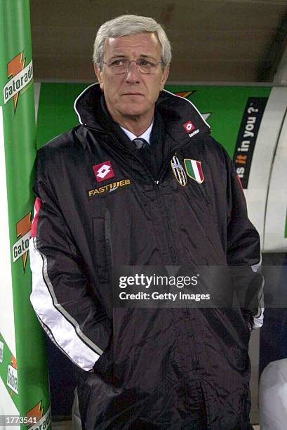 Marcelo Lippi, coach of Juventus, watches the action during the Serie A match between Juventus and Empoli, played at the Stadio Delle Alpi, Turin,...