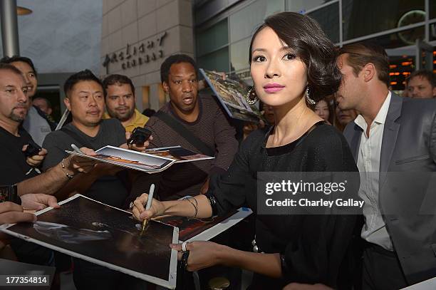 Actress Ziyi Zhang arrives at a screening of The Weinstein Company And Annapurna Pictures' 'The Grandmaster' at the Arclight Theatre on August 22,...