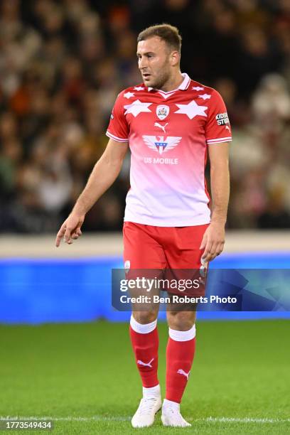 Herbie Kane of Barnsley during the Emirates FA Cup First Round match between Barnsley and Horsham at Oakwell Stadium on November 03, 2023 in...