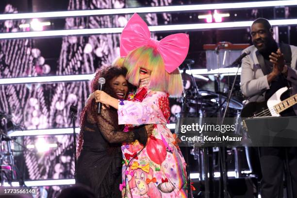 Chaka Khan and Sia perform onstage during the 38th Annual Rock & Roll Hall Of Fame Induction Ceremony at Barclays Center on November 03, 2023 in New...