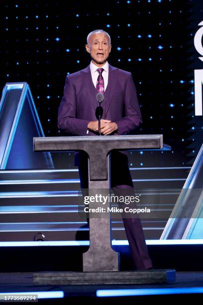 Andrew Ridgeley speaks onstage during 38th Annual Rock & Roll Hall Of Fame Induction Ceremony at Barclays Center on November 03, 2023 in New York...