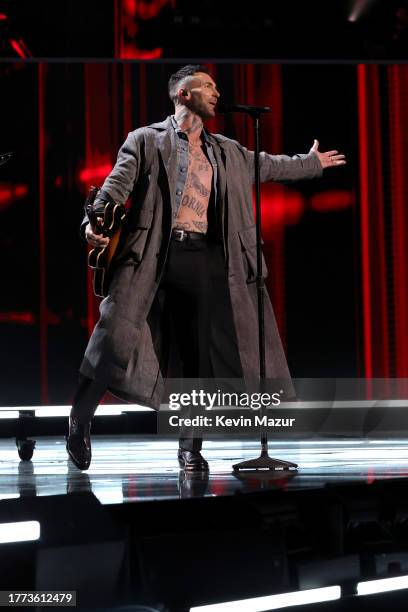 Adam Levine performs onstage during the 38th Annual Rock & Roll Hall Of Fame Induction Ceremony at Barclays Center on November 03, 2023 in New York...