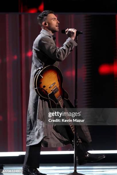 Adam Levine performs onstage during the 38th Annual Rock & Roll Hall Of Fame Induction Ceremony at Barclays Center on November 03, 2023 in New York...