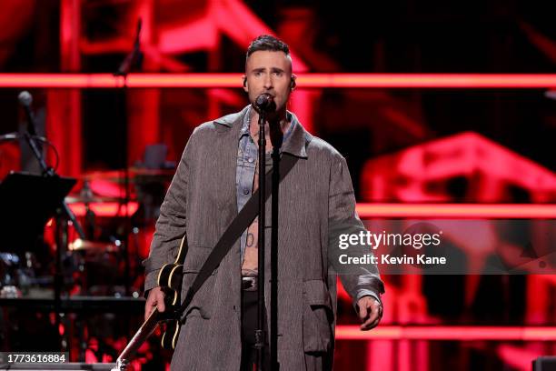 Adam Levine of Maroon 5 performs onstage during the 38th Annual Rock & Roll Hall Of Fame Induction Ceremony at Barclays Center on November 03, 2023...