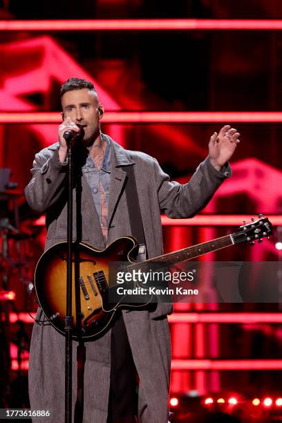 Adam Levine of Maroon 5 performs onstage during the 38th Annual Rock & Roll Hall Of Fame Induction Ceremony at Barclays Center on November 03, 2023...