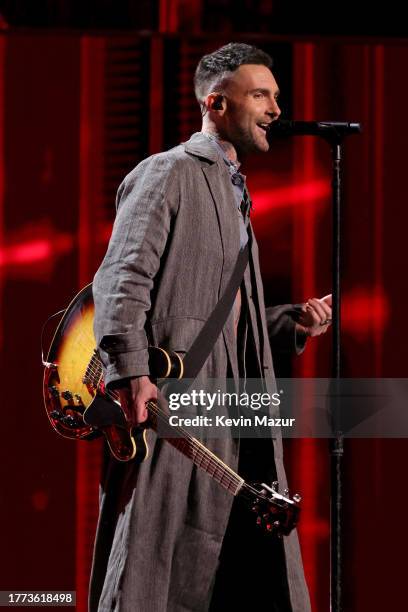 Adam Levine performs onstage during the 38th Annual Rock & Roll Hall Of Fame Induction Ceremony at Barclays Center on November 03, 2023 in New York...