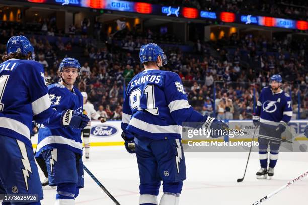 Of the Tampa Bay Lightning against the Chicago Blackhawks during the third period at Amalie Arena on November 9, 2023 in Tampa, Florida.