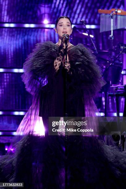 St. Vincent performs onstage during 38th Annual Rock & Roll Hall Of Fame Induction Ceremony at Barclays Center on November 03, 2023 in New York City.