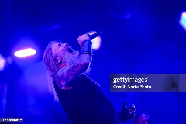 Johan Hegg of Amon Amarth performs during a show as part of Hell & Heaven 2023 at Foro Pegaso on November 3, 2023 in Toluca, Mexico.