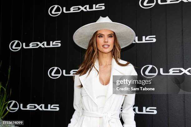 Alessandra Ambrosio is seen during 2023 Derby Day at Flemington Racecourse on November 04, 2023 in Melbourne, Australia.