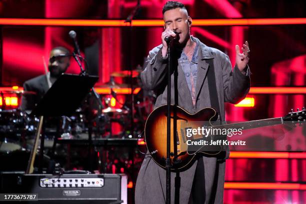 Adam Levine performs onstage at the 38th Annual Rock & Roll Hall Of Fame Induction Ceremony at Barclays Center on November 03, 2023 in New York City.
