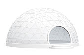 White exhibition dome tent on a white background