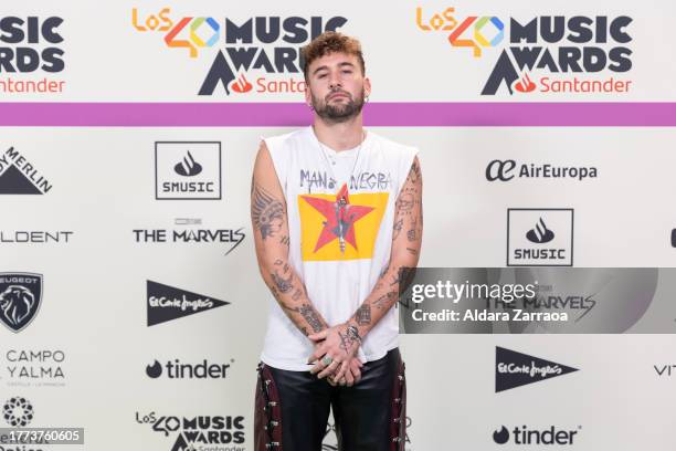 Dani Fernandez attends the "LOS40 Music Awards Santander 2023" photocall at WiZink Center on November 03, 2023 in Madrid, Spain.