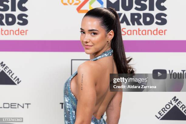 Angela Marmol attends the "LOS40 Music Awards Santander 2023" photocall at WiZink Center on November 03, 2023 in Madrid, Spain.