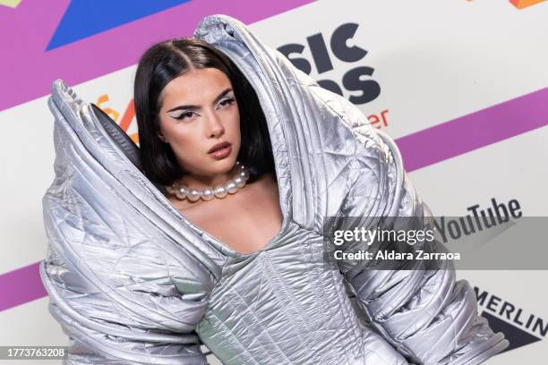 Marta Sango attends the "LOS40 Music Awards Santander 2023" photocall at WiZink Center on November 03, 2023 in Madrid, Spain.