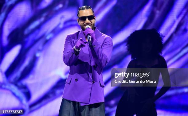 Maluma performs during his "Don Juan" tour at Amway Center on November 03, 2023 in Orlando, Florida.