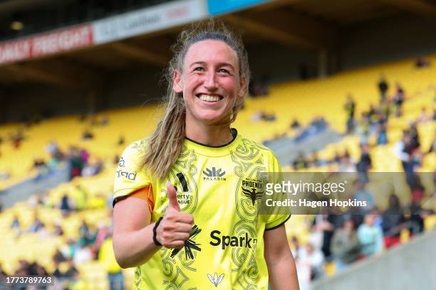 Annalie Longo of the Phoenix looks on after the A-League Women round three match between Wellington Phoenix and Brisbane Roar at Sky Stadium, on...