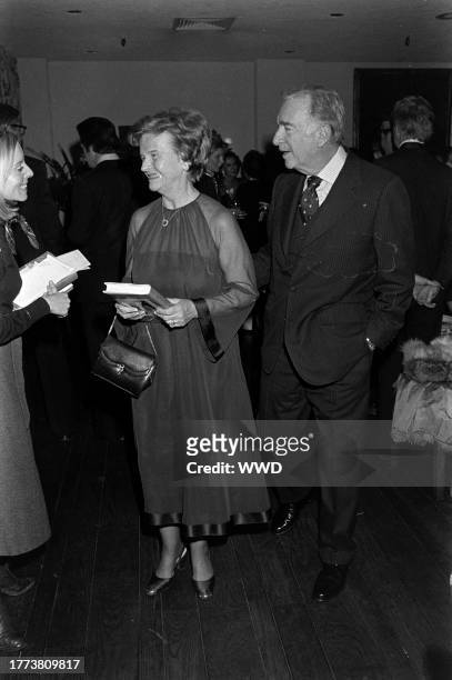 Mary Cronkite and Walter Cronkite attend a party, celebrating the release of Charlotte Curtis' book "The Rich and Other Atrocities," at Cafe Orsini...