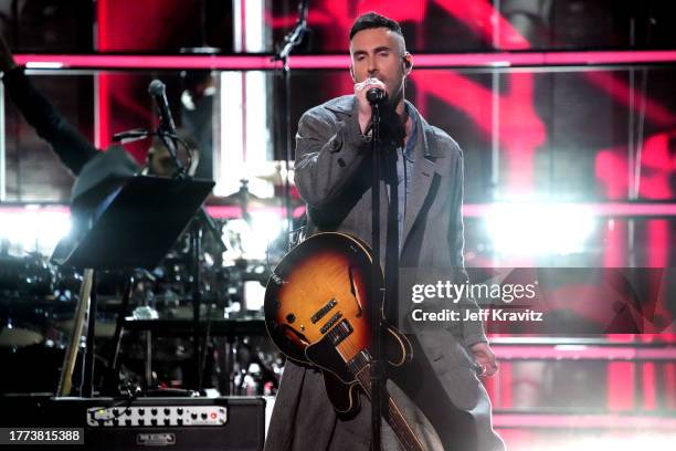 Adam Levine performs onstage at the 38th Annual Rock & Roll Hall Of Fame Induction Ceremony at Barclays Center on November 03, 2023 in New York City.