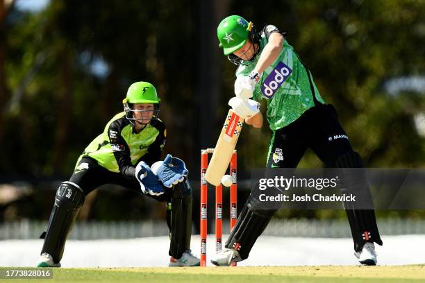 Annabel Sutherland of the Stars bats during the WBBL match between Melbourne Stars and Sydney Thunder at Casey Fields, on November 04 in Melbourne,...