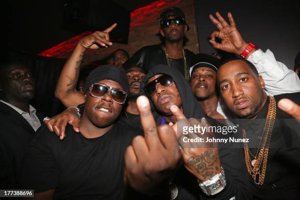 Birdman Fabolous and Windsor 'Slow' Lubin attend the 2013 Pre-VMA Party hosted by Yaris and Ace Hood at Stage 48 on August 22, 2013 in New York City.
