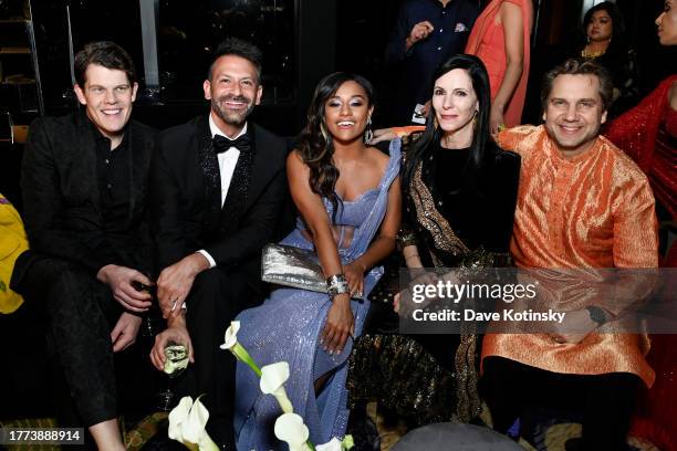 Wes Gordon, Paul Arnhold, Ariana DeBose, Jill Kargman and Harry Kargman attend The New York Diwali Gala 2023 at the Mandarin Oriental Hotel on...