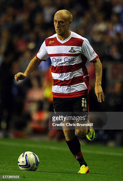 David Cotterill of Doncaster Rovers in action during the Sky Bet Championship match between Wigan Athletic and Doncaster Rovers at DW Stadium on...