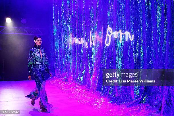 Model showcases designs by Romance Was Born on the runway at the MBFWA Trends show during Mercedes-Benz Fashion Festival Sydney 2013 at Sydney Town...