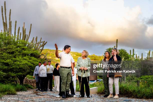 Princess Beatrix of The Netherlands visits Spanish Lagoon at Arikok National Park on November 9, 2023 in Oranjestad, Aruba. Princess Beatrix is...