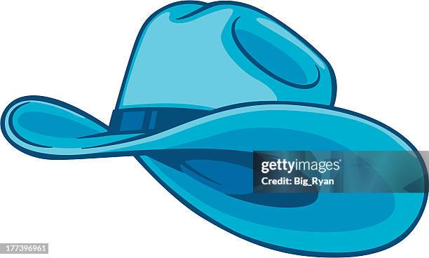 blue cowboy hat - cowboy hat stock illustrations