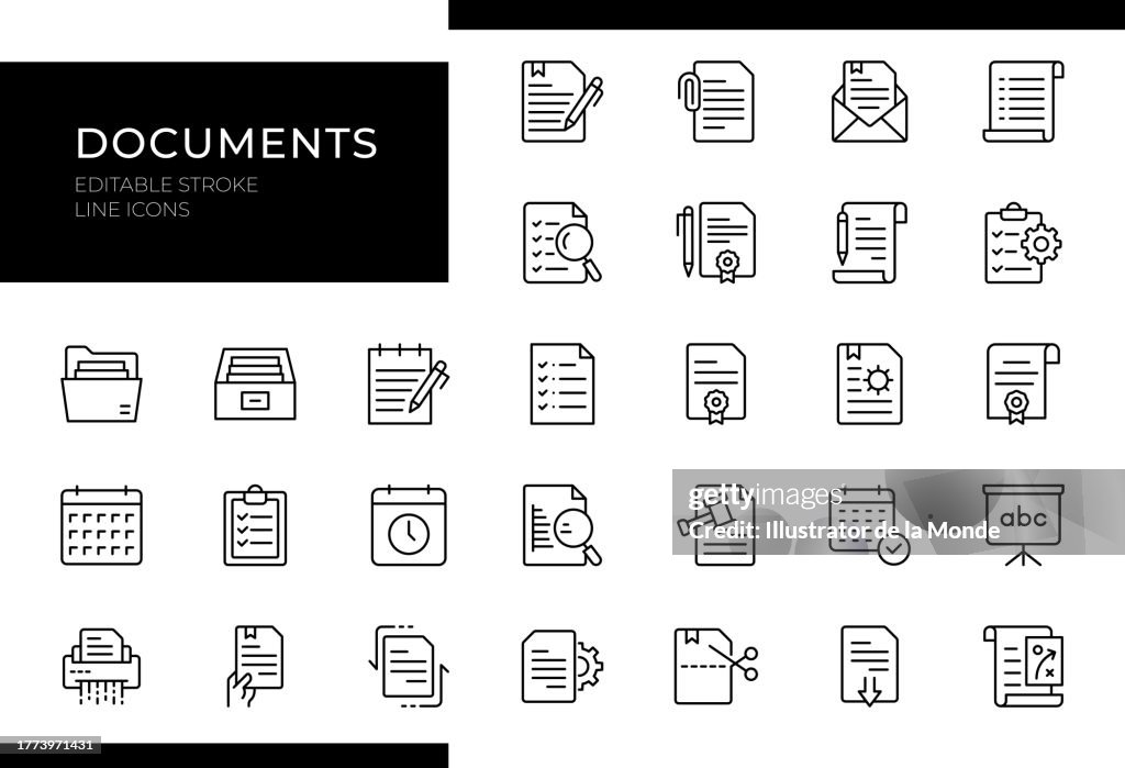 Documents Icônes - Série de lignes - Trait modifiable