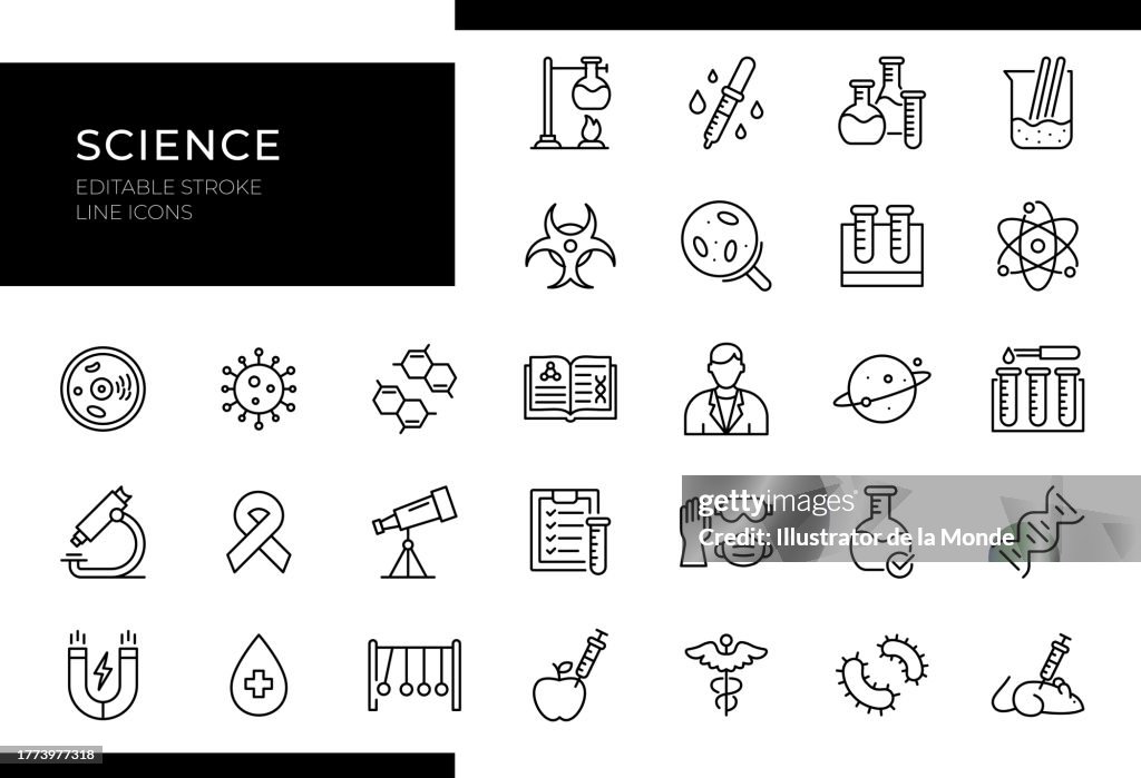 Science Icons - Line Series - Editable Stroke