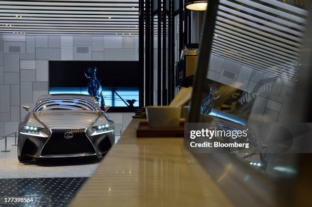 Toyota Motor Corp.'s Lexus LF-CC concept car sits on display at the "Intersect by Lexus" luxury brand experience space in Tokyo, Japan, on Friday,...