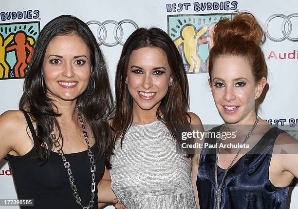 Actors Danica McKellar, Lacey Chabert and Amy Davidson attend the Best Buddies celebrity poker charity event at Audi Beverly Hills on August 22, 2013...