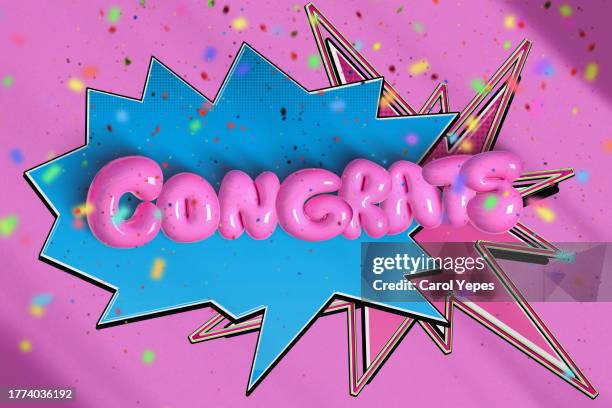 congrats text in comic style - anniversary banner stock pictures, royalty-free photos & images