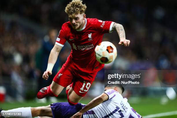 Liverpool's English midfielder Harvey Elliott during the UEFA Europa League Group E football match between Toulouse FC and Liverpool at the Stadium...