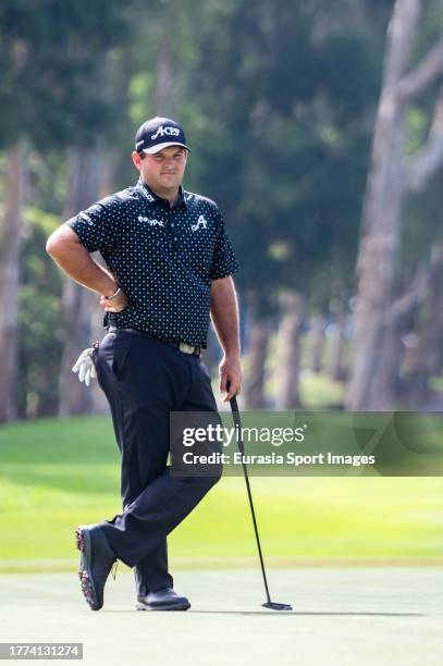 Patrick Reed of United States reacts during the second round of the Hong Kong Open at Hong Kong Golf Club on November 10, 2023 in Hong Kong, China.