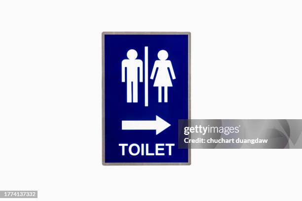 blue and white restroom male and female restroom sign on a white background - convenience icon stock pictures, royalty-free photos & images