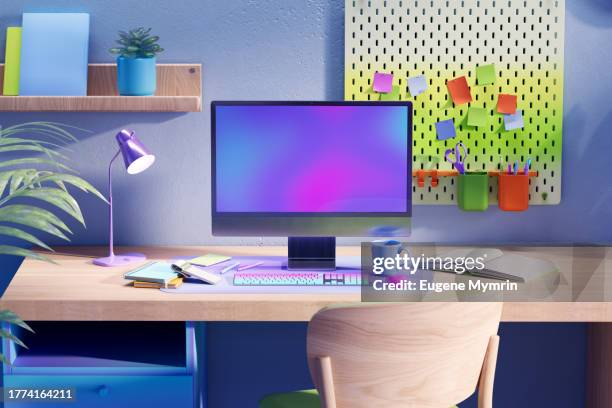 creating a comfortable workspace - sticky-notes-covering-computer-monitor stock pictures, royalty-free photos & images