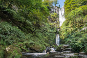 Pistyll Rhaeadr waterfall in summer