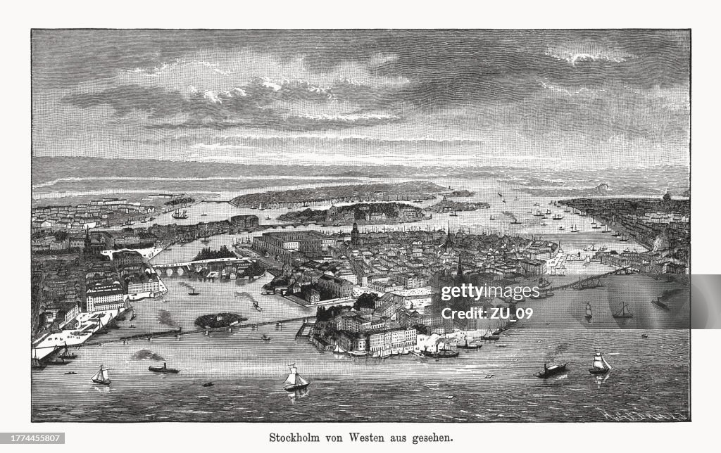 Historische Ansicht von Stockholm, Schweden, Holzstich, veröffentlicht 1894