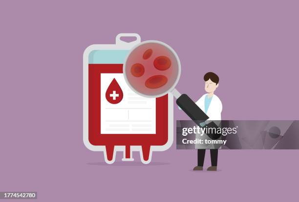 blood check by a medical technologist for hematology - anemia stock illustrations
