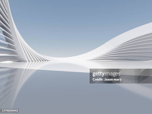 3d rendering exhibition background - white light tunnel stock pictures, royalty-free photos & images