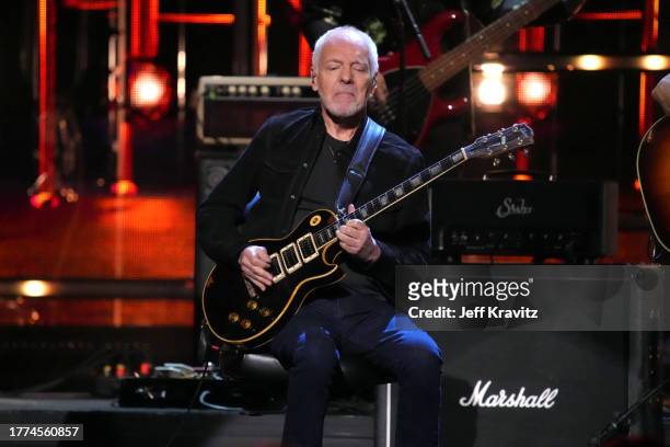 Peter Frampton performs onstage at the 38th Annual Rock & Roll Hall Of Fame Induction Ceremony at Barclays Center on November 03, 2023 in New York...