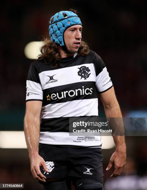 Justin Tipuric of Barbarians looks on during the Test Match between Wales and Barbarians at Principality Stadium on November 04, 2023 in Cardiff,...