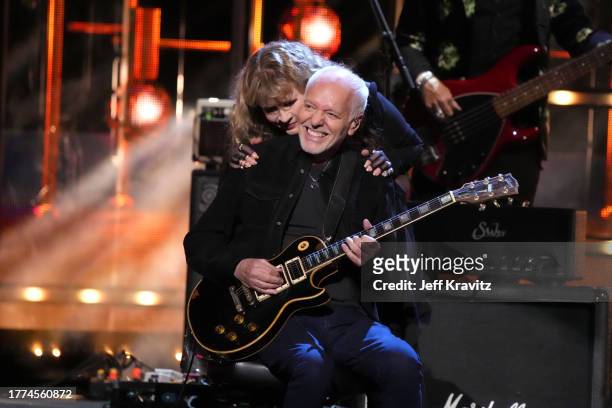 Stevie Nicks and Peter Frampton perform onstage at the 38th Annual Rock & Roll Hall Of Fame Induction Ceremony at Barclays Center on November 03,...