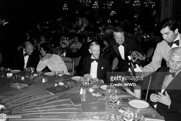 Fred Astaire , George Stevens Jr. , and Ava McKenzie attend an American Film Institute event at the Beverly Hilton in Beverly Hills, California, on...